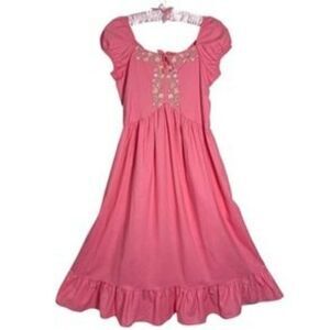Blueberi Boulevard Embroidered Milk Maid Dress Womens Sz XL Pink Prarie Cottage